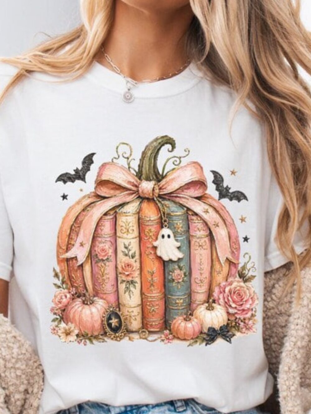 Cute Book Pumpkin Halloween Shirt, Halloween Book Lover Shirt, Fall Tee